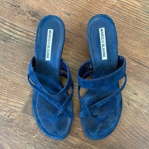 Manolo Blahnik Navy Strappy Heels